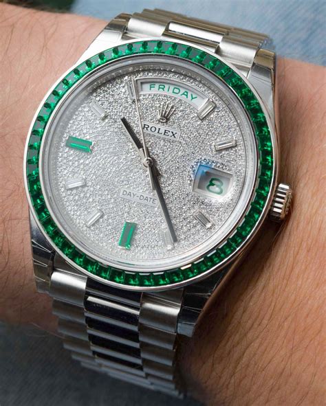 green emerald dial platinum day date rolex|Rolex Day-Date platinum.